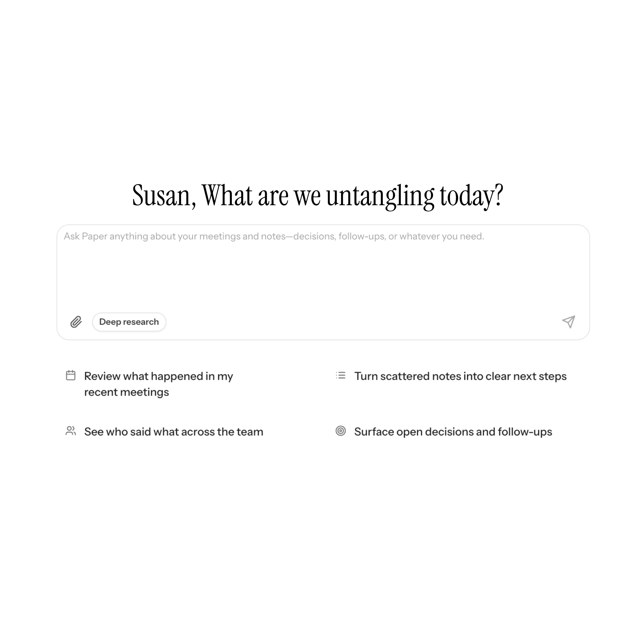 Paper assistant answering from meeting transcript